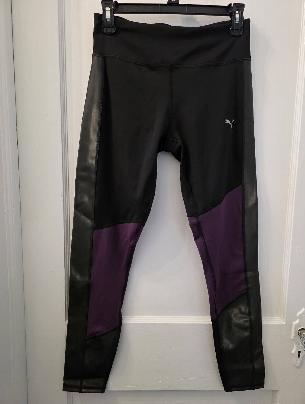 Puma Black and Purple Colorblock Girls' Leggings